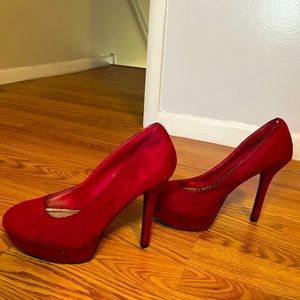 Red Brash Suede Platform Heels Sz 10